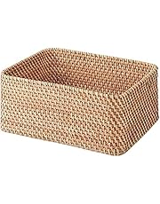Muji Stackable Rectangular Rattan Basket, Medium, Brown