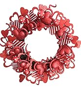 Idyllic 18 Inch Pink and Red Glitter Heart Shaped Wreath for Valentines and Everyday Front Door, ...