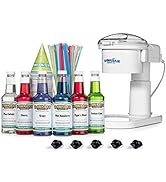 Hawaiian Shaved Ice Snow Cone Machine Package with 6 Flavoring Syrups and Party Ready Accessories