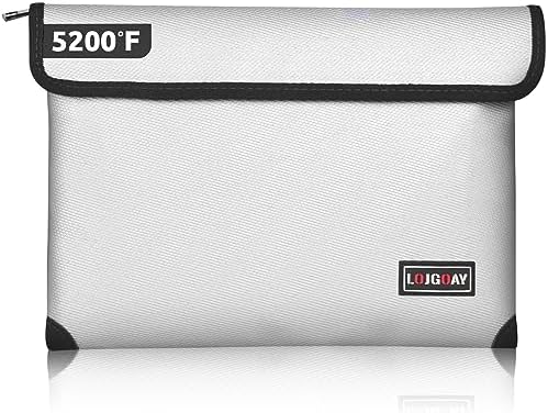 Fireproof Bag with 5200℉ Thermal Insulated, Waterproof Fireproof Box with Zipper, Fire proof Money Bag for Cash, Fireproof Safe Bags for Home Safe Bank Valuable Documents (11"x7.7", Silver)