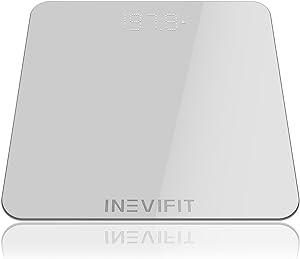 INEVIFIT Bathroom Scale, Highly Accurate Digital Bathroom Body Scale, Measures Weight up to 400 lbs. Includes Batteries