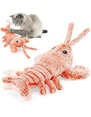 Flapping Lobster Toy for Cats &amp; Dogs,Soft Cat Chew Kicker Toy,Motion Activated Moving Cat Toy with Catnip Packets,USB Chargeable,Washable,Touch Activated Plush Interactive Cat Exercise Toys