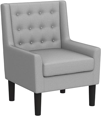 Rosevera Laurent Modern Furniture Living Reading Room Comfy Accent Chair for The Bedroom, Standard, Natural Gray