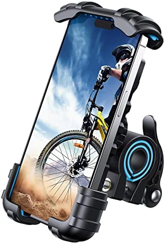 Lamicall Bike Phone Holder, Motorcycle Phone Mount - Motorcycle Handlebar Cell Phone Clamp, Scooter Phone Clip for iPhone 14 Plus/Pro Max, 13 Pro Max, S9, S10 and More 4.7" - 6.8" Smartphones, Blue