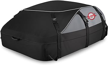 Car Rooftop Cargo Carrier Roof Bag, 20 Cubic Feet Waterproof Roof Top Cargo Carrier fit Car with Without Luggage Rack - Ve...