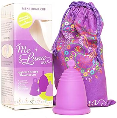 Most Customizable Menstrual Cup by MeLuna USA | Custom Fit for All Body Types | Reusable Comfortable Period Cups | Tampon Pad Alternative (Medium, Purple with Ball Handle)