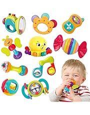 REMOKING Baby Toys 0-6 Months 10pcs Teething Rattles Toys,Infant Teether Toys &amp; Shaker Grab Rattles,Newborn Baby Sensory Toy for Early Development,Gifts for 0-3-6-12 Months Old Infant Baby Boy Girl