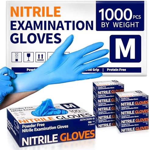 Supmedic Nitrile Exam Glove, 3.5 mil Disposable Medical Gloves Powder-Free Latex-Free, Case of 1000 pcs (Blue) (Medium)