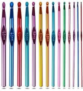 Crochet Hooks Set, Aluminum Handle Knitting Needles for Arthritic Hands, Crochet Needles for Yarn...