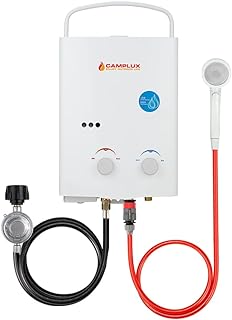 Camplux Tankless Water Heater, 1.32 GPM Portable Propane Outdoor Camping Water Heater, 5L, AY132, White