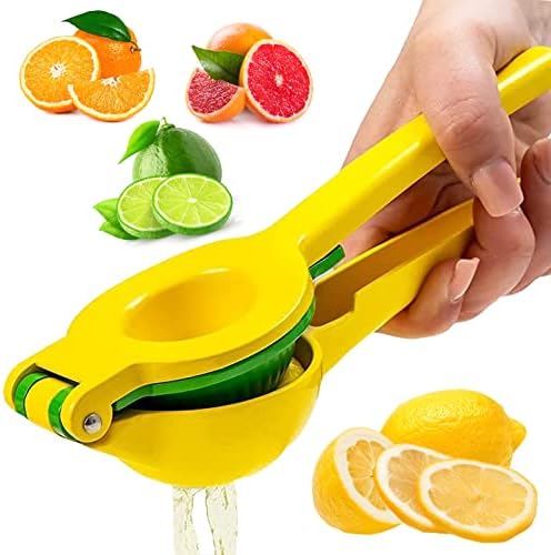 Lemon Squeezer Clip Press Juicer - 2-In-1 Premium Quality Metal Lemon Orange Manual Lime Citrus Hand Press Juicer, Safe Faster and Effective Fruits Juicing, Efficient Extraction Juice,Easy to Use and