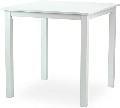 Dining Square Kitchen Table Contemporary Design Solid Wooden in White Finish