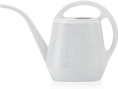 Fasmov Watering Can, 1/2 Gallon Plastic Watering Cans with Comfortable Handle, Small Garden Watering Cans Long Spout for Indoor Outdoor Watering Plants, Gray White