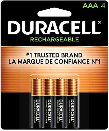 Duracell Rechargeable AAA Batteries, 4 Count Pack, Triple A Battery for Long-lasting Power, All-Purpose Pre-Charged Battery for Household and Business Devices