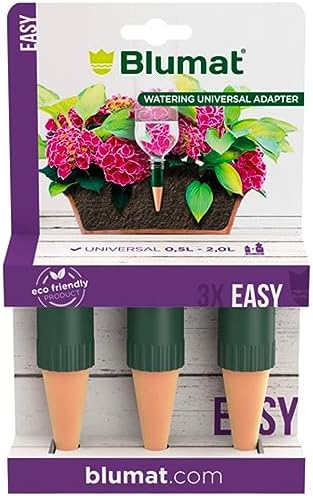 Blumat Bottle Adapter Self Watering Planter Insert - Self Watering Spikes & Plant Watering Stakes - Clay Watering Spikes for Indoor Plants (3 Pack)