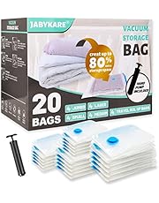 Jabykare 20 Pack Vacuum Storage Bags, Space Saver Bags (4 Jumbo/4 XLarge/4 Large/8 Medium) - Compression Storage Bags, Vacuum Sealer Bags for Clothes Storage, Home Storage &amp; Organisation