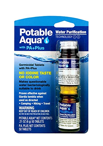 Potable Aqua Water Purification Tablets with PA Plus, Portable and Effective Solution for Camping, Hiking, Emergencies, Natur