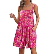 YESNO Women's Summer Casual Short Overalls Boho Floral Bib Rompers Loose Fit Baggy Jumpsuits with...