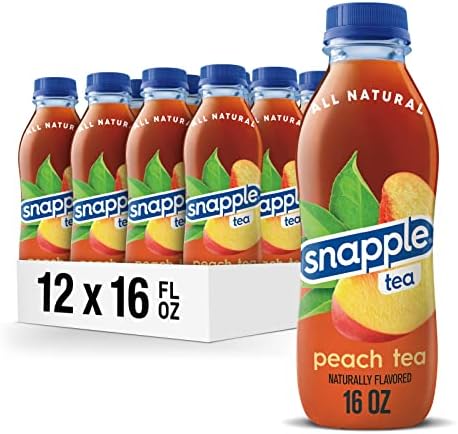 Snapple Peach Tea, 16 fl oz recycled plastic bottle, Pack of 12