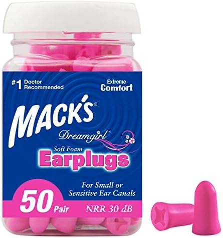 Mack's Dreamgirl Soft Foam Earplugs, 50 Pair, Pink - 30dB NRR, 33dB SNR - Small Ear Plugs for Sleeping, Snoring, Studying, Loud Events, Traveling & Concerts