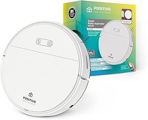 Smart Robô Aspirador Wi-Fi PRA100 Positivo Casa Inteligente, 3 em 1, Varre, Aspira e Passa Pano, Retorna para Base, Controle por Comando de voz ou pelo App, Bivolt – Compatível com Alexa