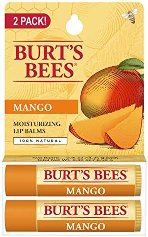 Burt's Bees Lip Balm - Mango, Lip Moisturizer With Responsibly Sourced Beeswax, Tint-Free, Natural Origin Conditioning Lip Treatment, 2 Tubes, 0.15 oz.