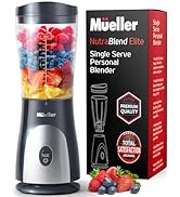 Mueller Personal Blender for Shakes and Smoothies with 15 Oz Travel Cup and Lid, Juices, Baby Foo...