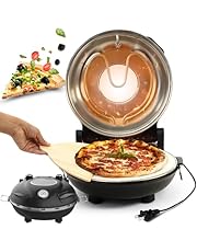 Pizza Maker 1200w Electric Pizza Oven, Up To 420°C Indoor Pizza Oven With 31 Cm Flame Resistant Stone Plate, 5 Separately Adjustable Temperature Levels, Nonstick Table Top Pizza Oven black