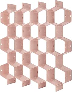 Poeland Drawer Divider Organizer Adjustable DIY Grid Honeycomb Drawer Divider for Underwear Belt Scarf Socks Pink