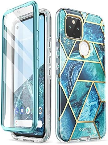 i-Blason Cosmo Series for Google Pixel 5 Case (2020), Slim Full-Body Stylish Protective Case with Built-in Screen Protector (Ocean), GooglePixel5-Cosmo-SP