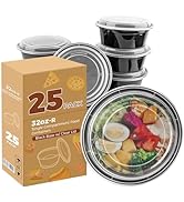 Golden State Art, 25 Pack 32 Oz Food Containers Meal Prep Bowls, 1-Compartment Lunch Bento Box wi...