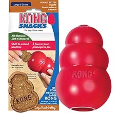 KONG - Classic Dog Toy & Snacks Peanut Butter Bundle - Durable Natural Rubber, Fun to Chew, Chase and Fetch - All Natural B…