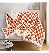 LOMAO Sherpa Throw Blanket Fleece Blanket with Checkered Pattern Soft Thick Blanket for Couch, Be...