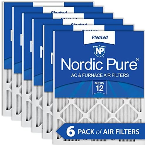 Nordic Pure 16x20x1 (15 1/2 x 19 1/2 x 3/4) Pleated MERV 12 Air Filters 6 Pack