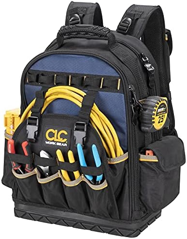 CLC Work Gear PB1133 38 Pocket Molded Base Tool Backpack, Black/Blue