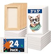FIXSMITH Mini Stretched Canvas - 24 Pack 3 x 5 Inch, 2/5” Profile Small Canvases, 100% Cotton Art...