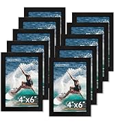 FIXSMITH 4x6 Picture Frame Set of 10, 4x6 Photo Frames Bulk with HD Plexiglass for Wall Hanging o...