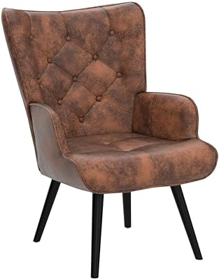 Baysitone Modern Accent Chair, Comfy Lounge Chair with High Back Design, Upholstered Living Room Bedroom Chair, Compact Leisure Side Chair (Coffee)