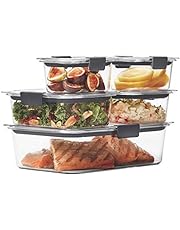 Rubbermaid Brilliance Food Storage Container, 10-Piece Set, 100% Leak-Proof, Plastic, Clear