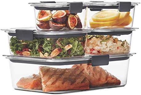 Rubbermaid Brilliance Leak-Proof Food Storage Containers with Airtight Lids, Set of 5 (10 Pieces Total) |BPA-Free & Stain Resistant Plastic