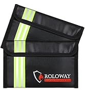 ROLOWAY Small Fireproof Bag (5 x 8 inches) with Reflective Strip, Non-Itchy Fireproof Money Bag, ...