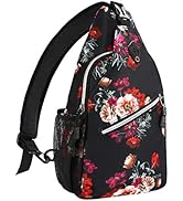 MOSISO Sling Backpack,Travel Hiking Daypack Cottonrose Crossbody Shoulder Bag