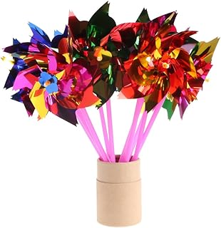 Shoresu 10Pieces Plastic Windmill Pinwheel Wind Spinner Kids Toy Garden Lawn Party Decor Color Randomly