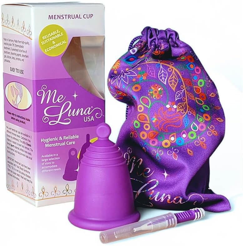 Most Customizable Menstrual Cup by MeLuna USA | Custom Fit for All Body Types | Reusable Comfortable Period Cups | Tampon Pad Alternative (Small, Purple with Ball Handle), S