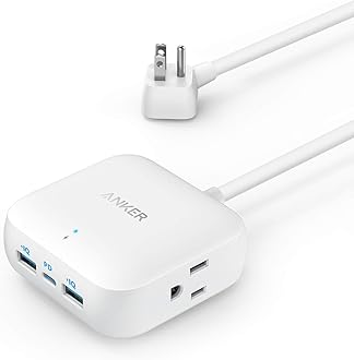 Image of Anker Power Strip with USB C, 30W PowerPort Strip PD 2 Mini with 2 Outlets & 3 USB (18W USB C), 5 ft Cord, Flat Plug, high-speed charge to phones, tablets, for Hotel, Dorm Room, Cruise Ship and Home