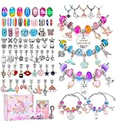 Charm Bracelet Making Kit for Girls, 130 Pieces Jewelry Making Supplies, Charm Beads for Jewelry ...