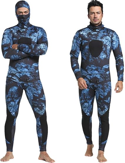 Vaak gesproken Rijpen voordat Heren tweedelig duikpak, huid harpoen duikpak met lange mouwen en anti-UV  surfpak met camouflagepatroon,Blue,XL : Amazon.nl: Sport & outdoor