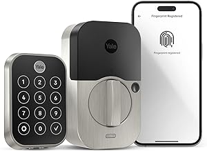 Yale Assure Lock 2 Touch Deadbolt, Satin Nickel Smart Keyless Entry Door Lock with Wi-Fi Connected Touch Keypad and Fingerprint Scanner, YRD450-F-WF1-619
