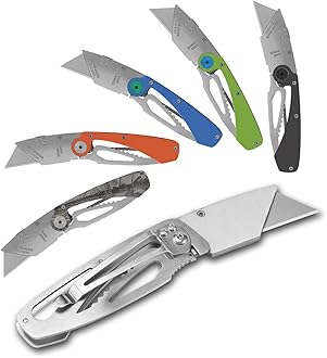 Image of Lichamp 6-Pack Folding Utility Knifes, Quick Change Razor Knife Utility Pocket Construction Blade Knife