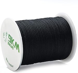 9KM DWLIFE Black Kevlar Cord, High Tensile Strength, Flame Resistant, Braided Fishing Line, Wind Chime String, Kite Line, Camping, Model Rocket, Outdoor Survival Strong String (50lb 0.5mm 100Ft)